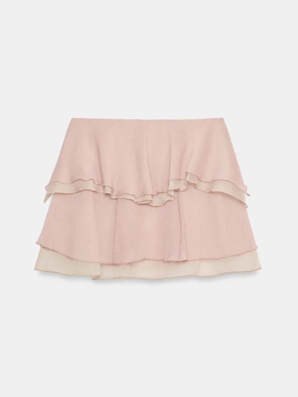 Zara NWT Dusty pink Tiered layered Ruffle Mini Skirt